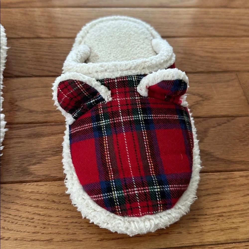 ❤️ Girls slippers red plaid size 13 / size 1 youth animal with ears